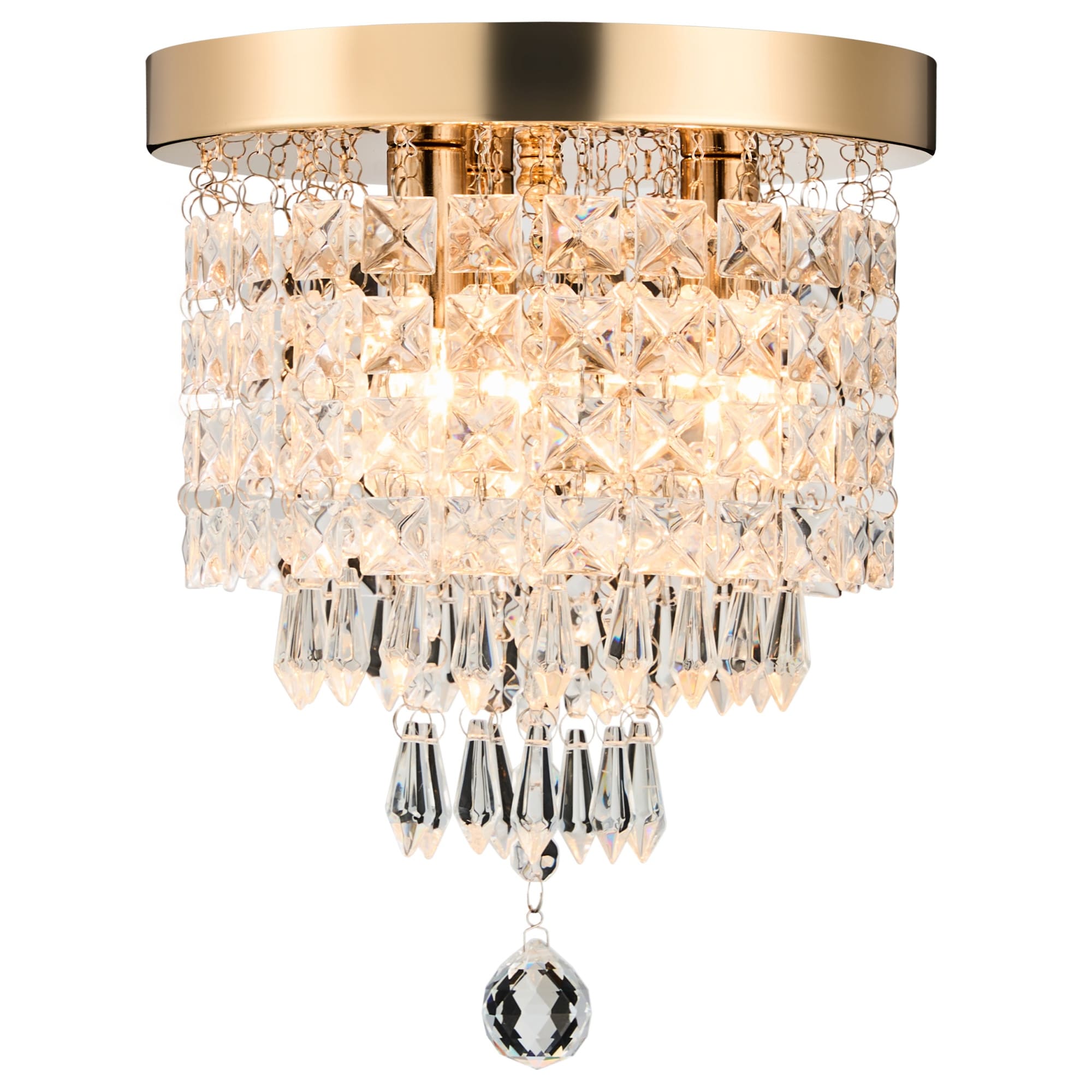 Lustre miniature en cristal CO-Z à 3 lumières avec cristaux en forme de goutte de pluie