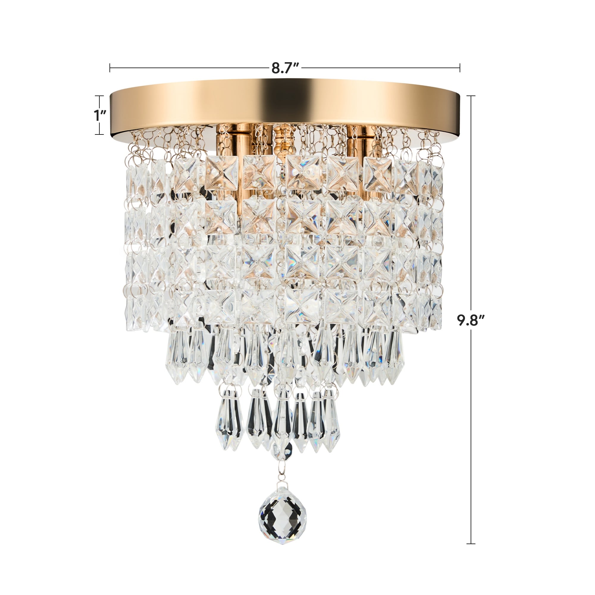 Lustre miniature en cristal CO-Z à 3 lumières avec cristaux en forme de goutte de pluie