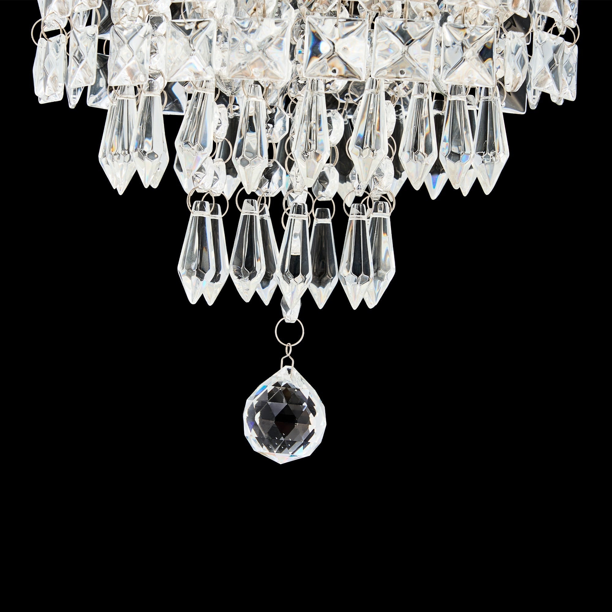 Lustre miniature en cristal CO-Z à 3 lumières avec cristaux en forme de goutte de pluie