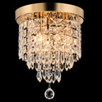 Lustre miniature en cristal CO-Z à 3 lumières avec cristaux en forme de goutte de pluie