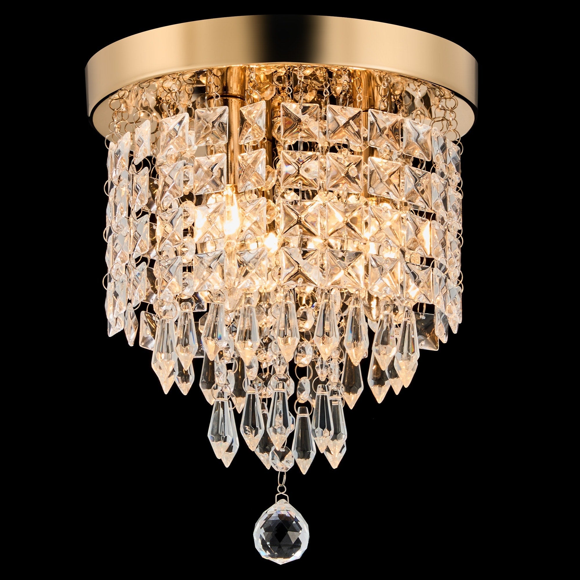 Lustre miniature en cristal CO-Z à 3 lumières avec cristaux en forme de goutte de pluie