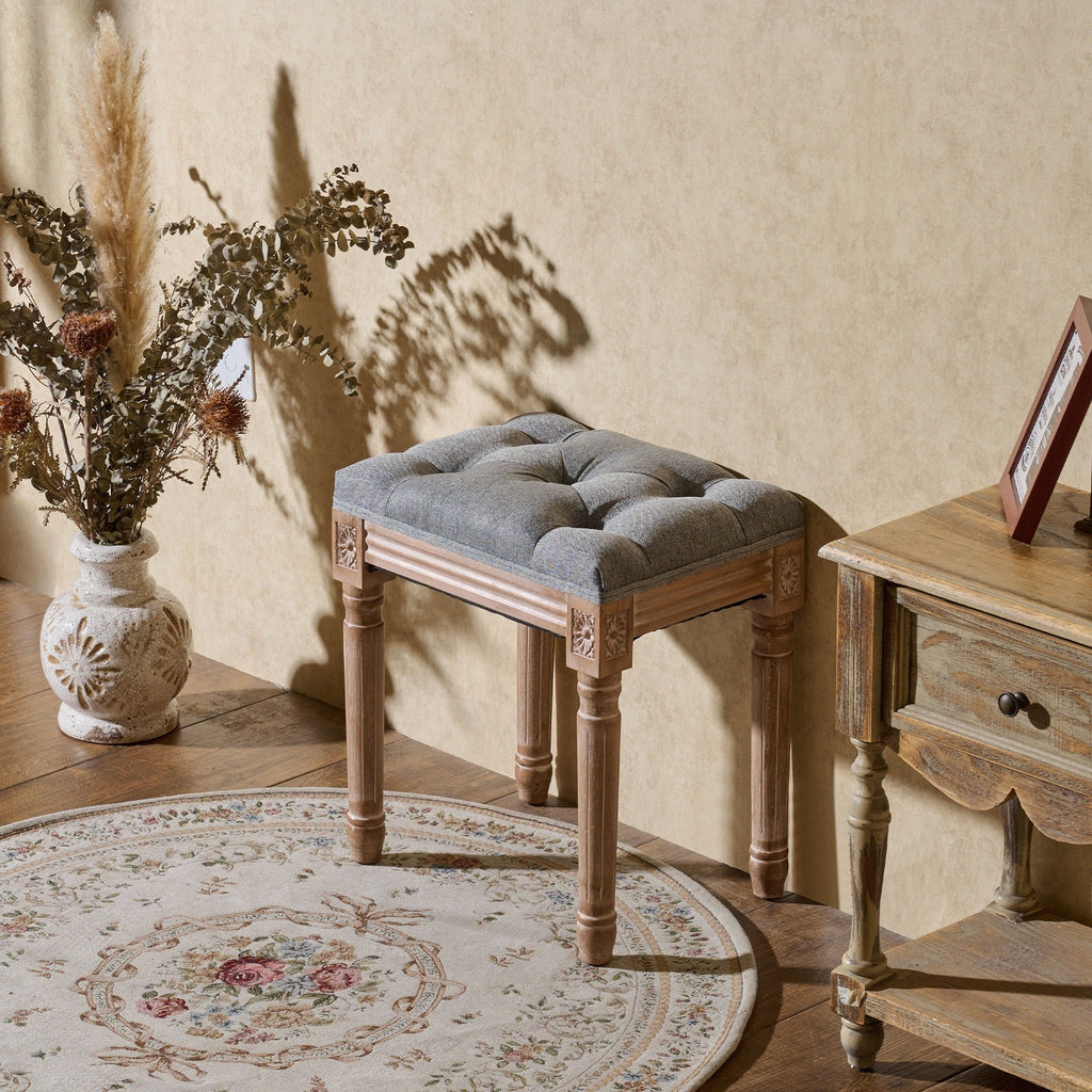 Tabouret de pied et de coiffeuse rembourré vintage français CO-Z