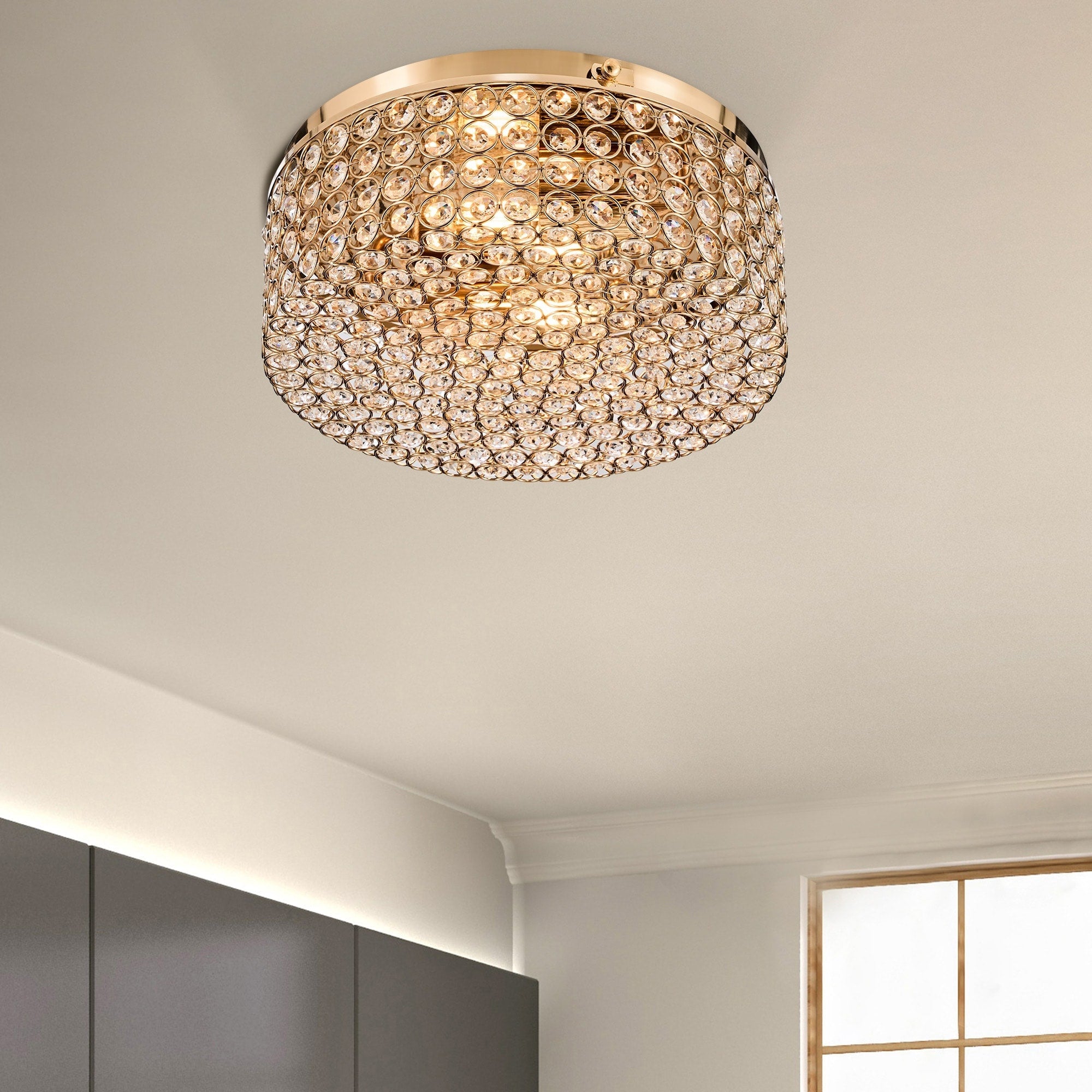 Plafonnier encastré rond moderne à 2 lumières en cristal CO-Z