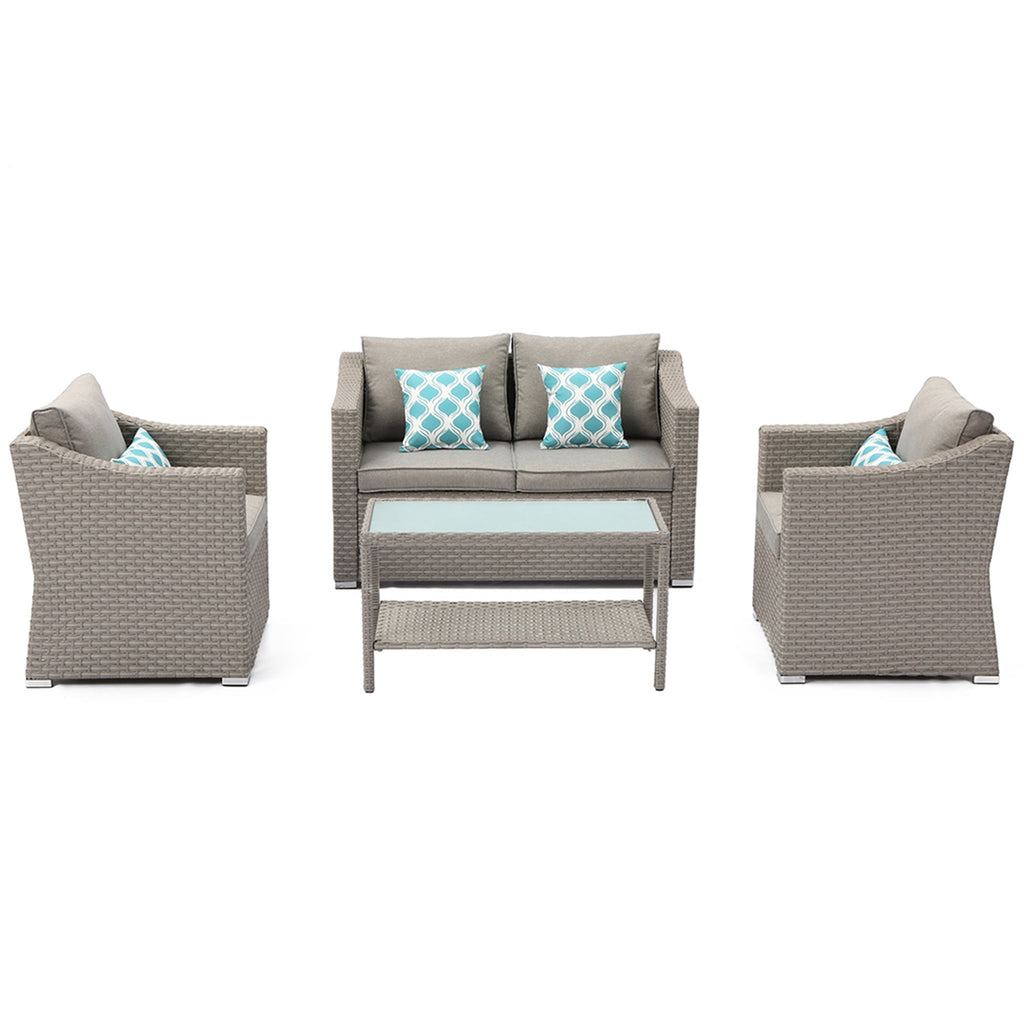 Ensemble de canapé sectionnel rembourré 4 pièces le plus confortable pour patio