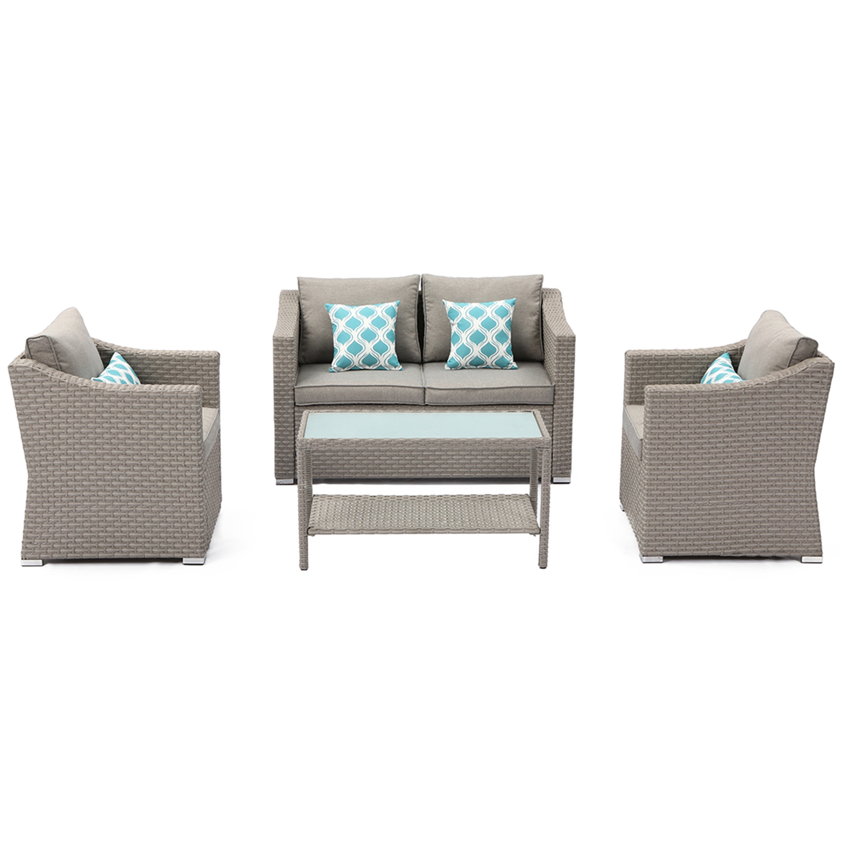Ensemble de canapé sectionnel rembourré 4 pièces le plus confortable pour patio