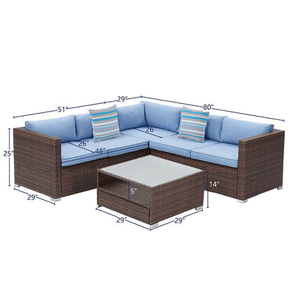 Ensemble de patio extérieur en osier 4 pièces COSIEST avec table basse