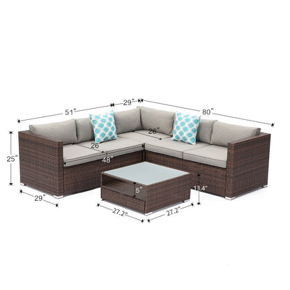 Ensemble de patio extérieur en osier 4 pièces COSIEST avec table basse