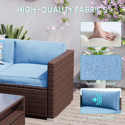 Ensemble de patio extérieur en osier 4 pièces COSIEST avec table basse