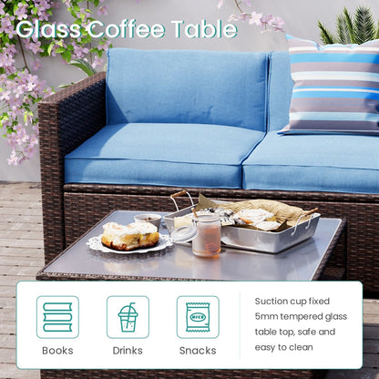 Ensemble de patio extérieur en osier 4 pièces COSIEST avec table basse