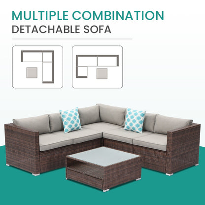 Ensemble de patio extérieur en osier 4 pièces COSIEST avec table basse