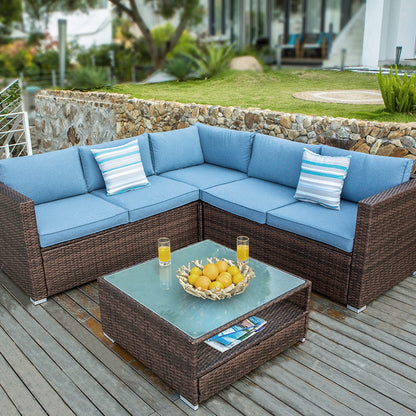 Ensemble de patio extérieur en osier 4 pièces COSIEST avec table basse