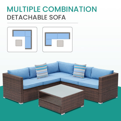 Ensemble de patio extérieur en osier 4 pièces COSIEST avec table basse