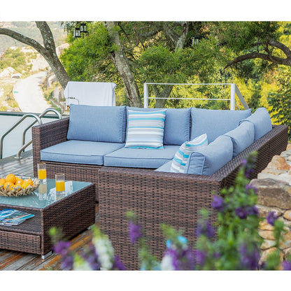 Ensemble de patio extérieur en osier 4 pièces COSIEST avec table basse
