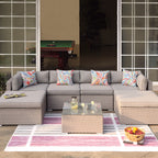 Canapé sectionnel en osier 7 pièces pour patio extérieur COSIEST avec table basse