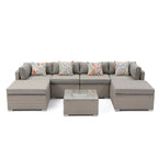 Canapé sectionnel en osier 7 pièces pour patio extérieur COSIEST avec table basse