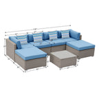 Canapé sectionnel en osier 7 pièces pour patio extérieur COSIEST avec table basse