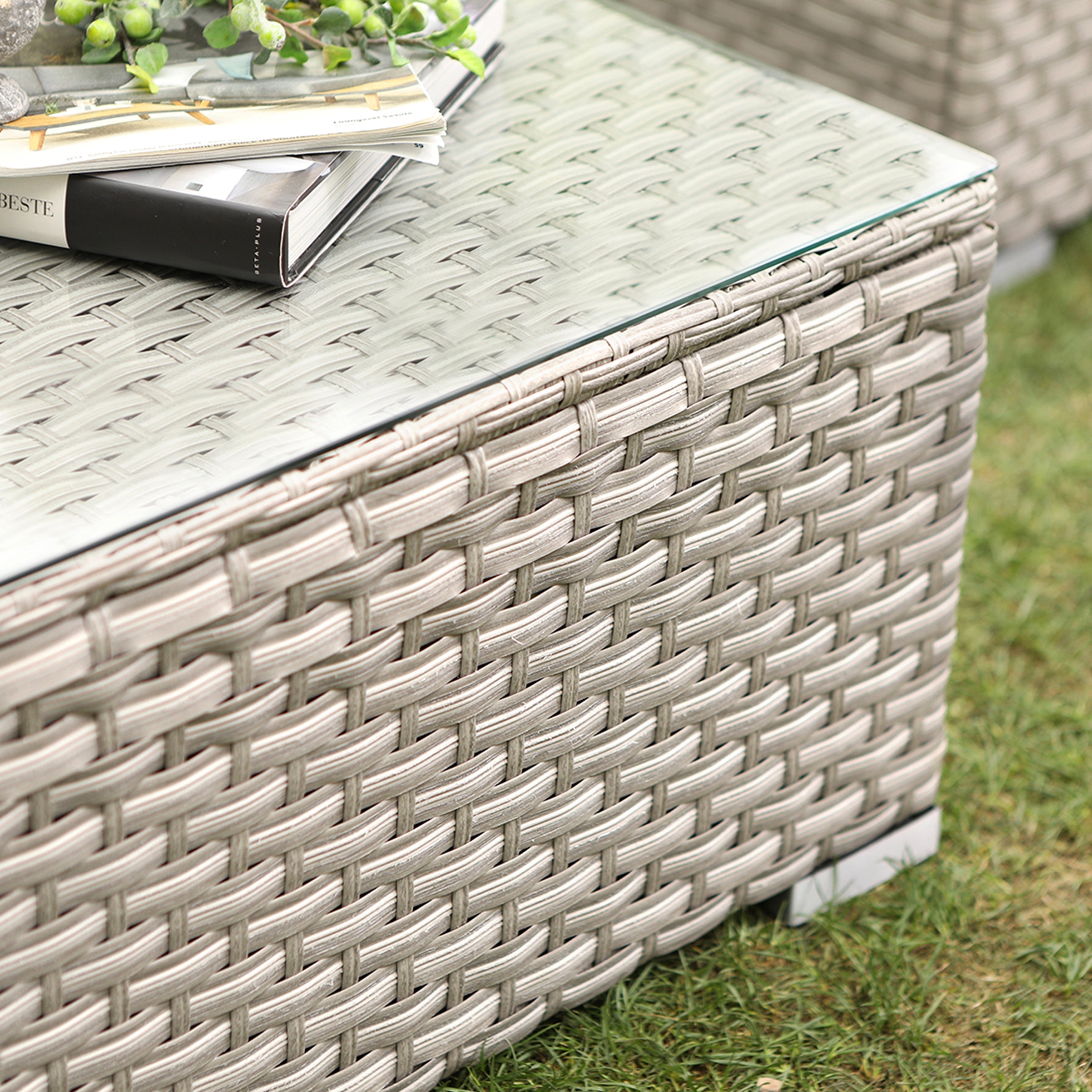 Canapé sectionnel en osier 7 pièces pour patio extérieur COSIEST avec table basse