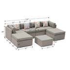 Canapé sectionnel en osier 7 pièces pour patio extérieur COSIEST avec table basse