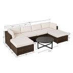 Canapé sectionnel en osier 7 pièces pour patio extérieur COSIEST avec table basse