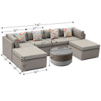 Canapé sectionnel en osier 7 pièces pour patio extérieur COSIEST avec table basse