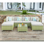 Canapé sectionnel en osier 7 pièces pour patio extérieur COSIEST avec table basse