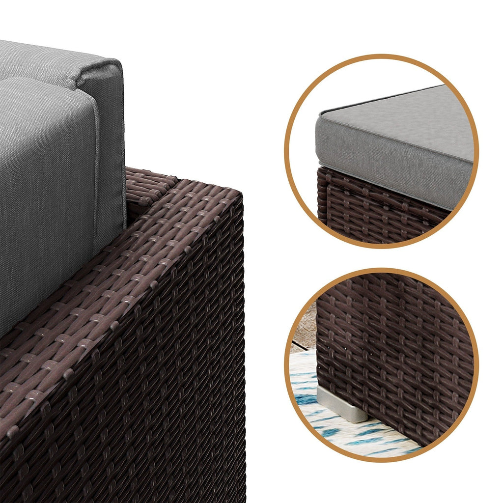 Canapé sectionnel en osier 7 pièces pour patio extérieur COSIEST avec table basse
