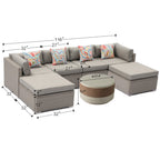 Canapé sectionnel en osier 7 pièces pour patio extérieur COSIEST avec table basse