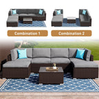 Canapé sectionnel en osier 7 pièces pour patio extérieur COSIEST avec table basse