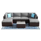 Canapé sectionnel en osier 7 pièces pour patio extérieur COSIEST avec table basse