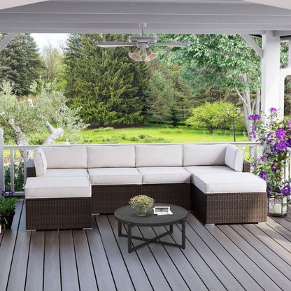 Canapé sectionnel en osier 7 pièces pour patio extérieur COSIEST avec table basse