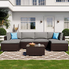Canapé sectionnel en osier 7 pièces pour patio extérieur COSIEST avec table basse