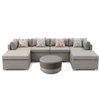 Canapé sectionnel en osier 7 pièces pour patio extérieur COSIEST avec table basse
