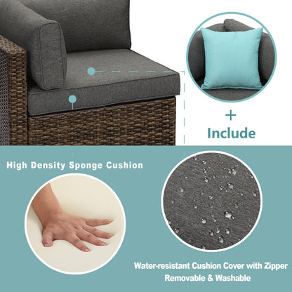 Ensemble de canapés sectionnels en osier pour patio extérieur COSIEST 7 pièces
