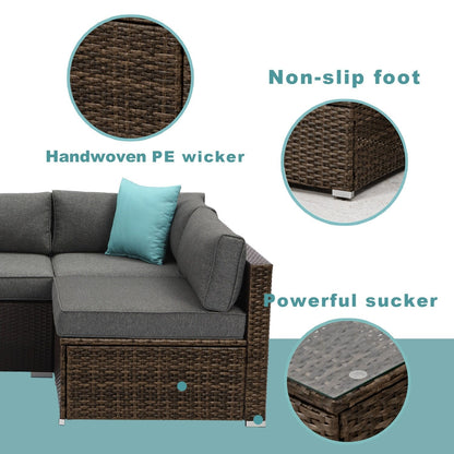 Ensemble de canapés sectionnels en osier pour patio extérieur COSIEST 7 pièces