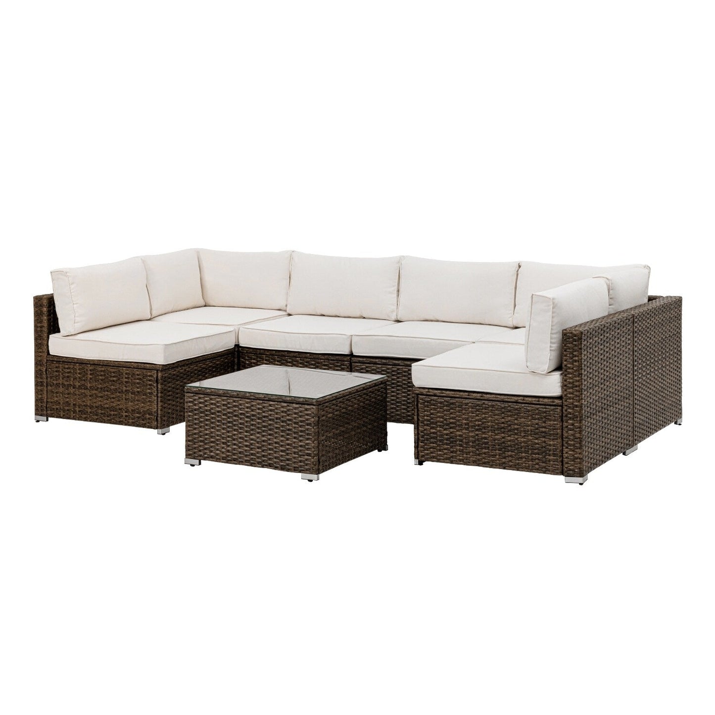 Ensemble de canapés sectionnels en osier pour patio extérieur COSIEST 7 pièces