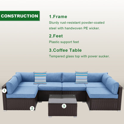 Ensemble de canapés sectionnels en osier pour patio extérieur COSIEST 7 pièces