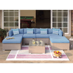 Canapé sectionnel en osier 7 pièces pour patio extérieur COSIEST avec table basse
