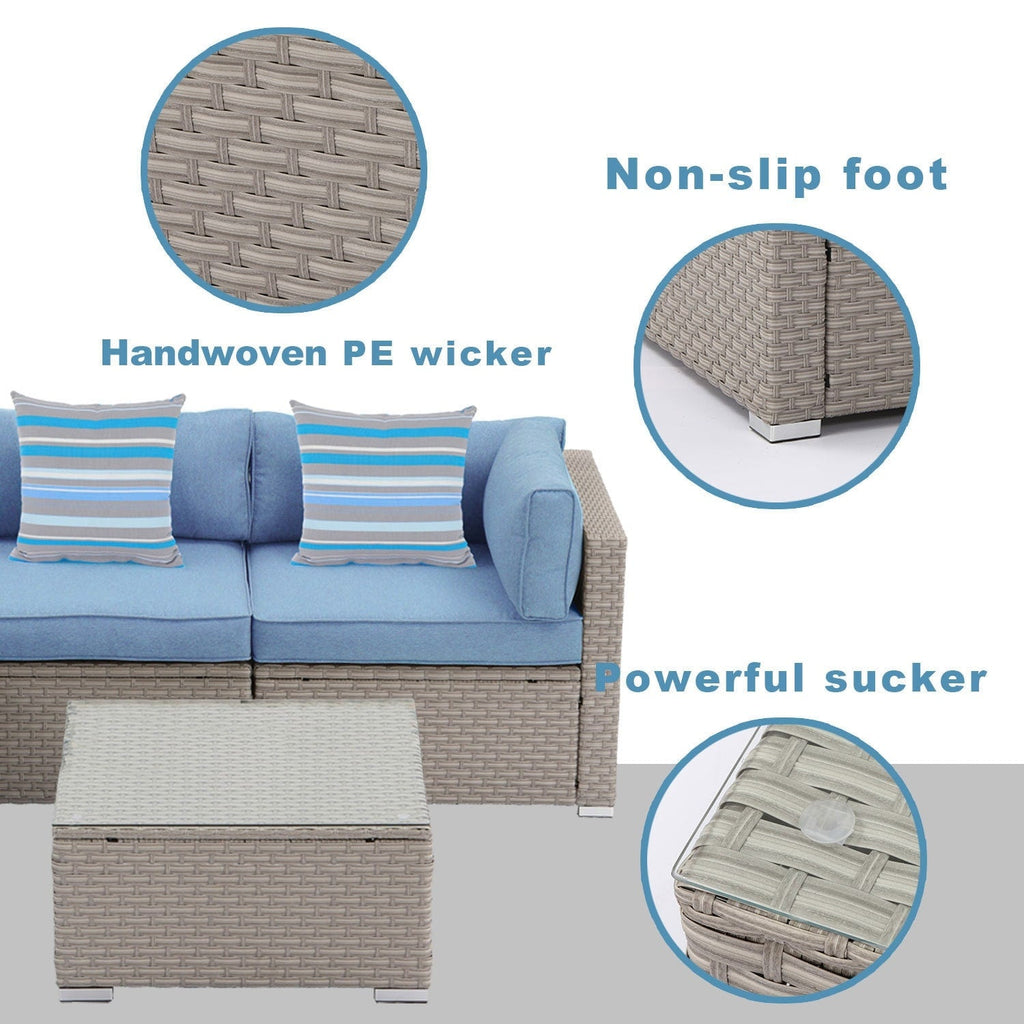 Canapé sectionnel en osier 7 pièces pour patio extérieur COSIEST avec table basse