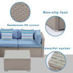 Canapé sectionnel en osier 7 pièces pour patio extérieur COSIEST avec table basse
