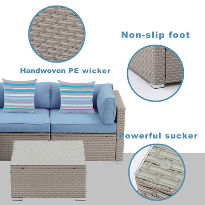 Canapé sectionnel en osier 7 pièces pour patio extérieur COSIEST avec table basse