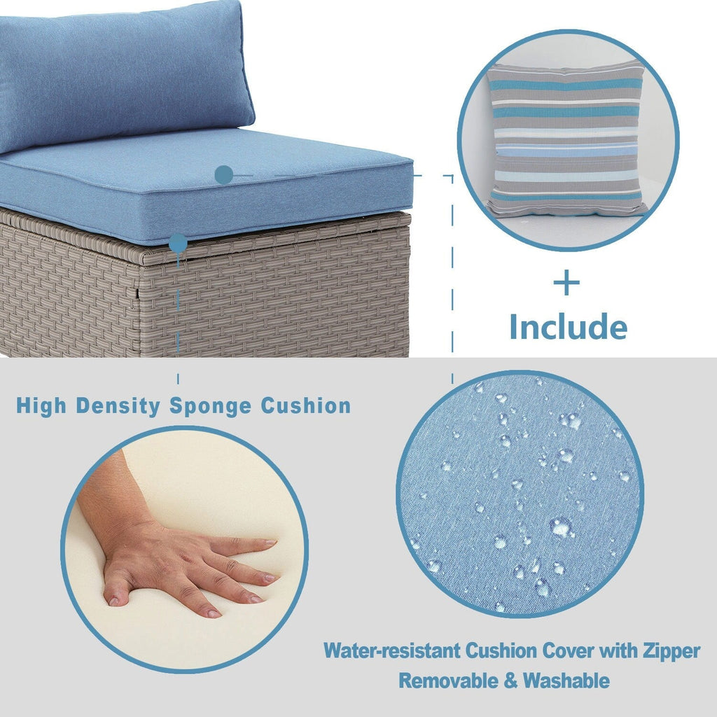 Canapé sectionnel en osier 7 pièces pour patio extérieur COSIEST avec table basse