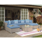Canapé sectionnel en osier 7 pièces pour patio extérieur COSIEST avec table basse