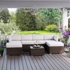 Canapé sectionnel en osier 7 pièces pour patio extérieur COSIEST avec table basse