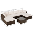 Canapé sectionnel en osier 7 pièces pour patio extérieur COSIEST avec table basse
