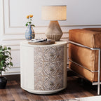 Table de chevet en bois massif marron vintage avec tiroirs COSIEST
