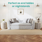 Table de chevet en bois massif marron vintage avec tiroirs COSIEST