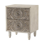 Table de chevet en bois massif marron vintage avec tiroirs COSIEST