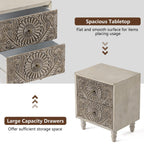 Table de chevet en bois massif marron vintage avec tiroirs COSIEST