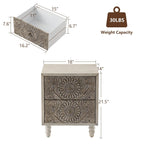 Table de chevet en bois massif marron vintage avec tiroirs COSIEST