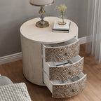 Table de chevet en bois massif marron vintage avec tiroirs COSIEST